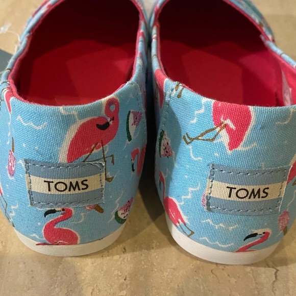 NWT NIB Toms Classic Flamingo Party Glitter Watermelon Slip On Shoes, 7.5 - Picture 7 of 11